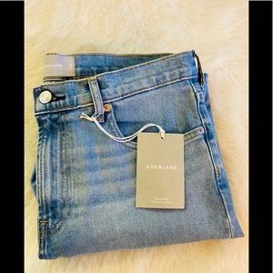 Everlane, high-rise skinny ankle jeans, light blue